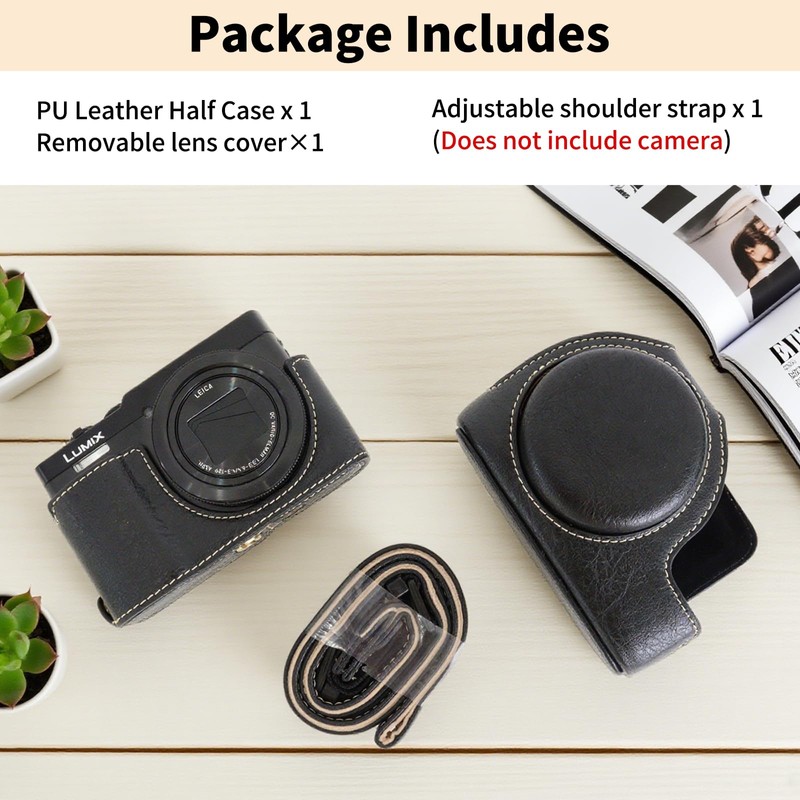 VOVMOEYA for Panasonic Lumix DC-ZS99 Case - PU Leather Scratch-Resistant