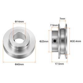 HARFINGTON Single Groove Pulley 14mm Fixed Bore 40mm Outer Diameter Aluminum Alloy with Hex Wrench for Drilling Machine 6mm PU Round Belt
