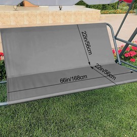 Replacement Garden Swing Seat Cover, Durable 600D Oxford Fabric Garden Swing Chair Cover Outdoor, Fit for 2 and 3 Seater Swing Chair 168 x 56 x 56cm Grey