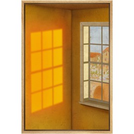 SIGNWIN Framed Canvas Print Wall Art Preppy Room Decor Golden Hour Vibrant Window Silhouette Landscape Window View Decorative Scenic Colorful for Living Room, Bedroom, Office - 24"x36" Natural