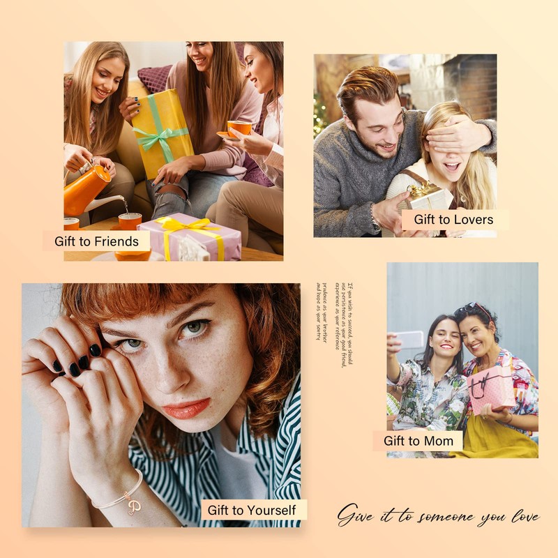 NINGAN Letter D Pendant Charm Rose Gold 925 Sterling Silver