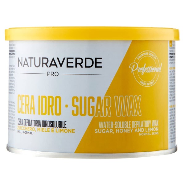 Naturaverde | PRO - Water Soluble Depilatory Wax with Sugar, Honey and Lemon, for Normal Hair, Hot Waxing, Hot Waxing, 400 g Jar, 400 ml, 1