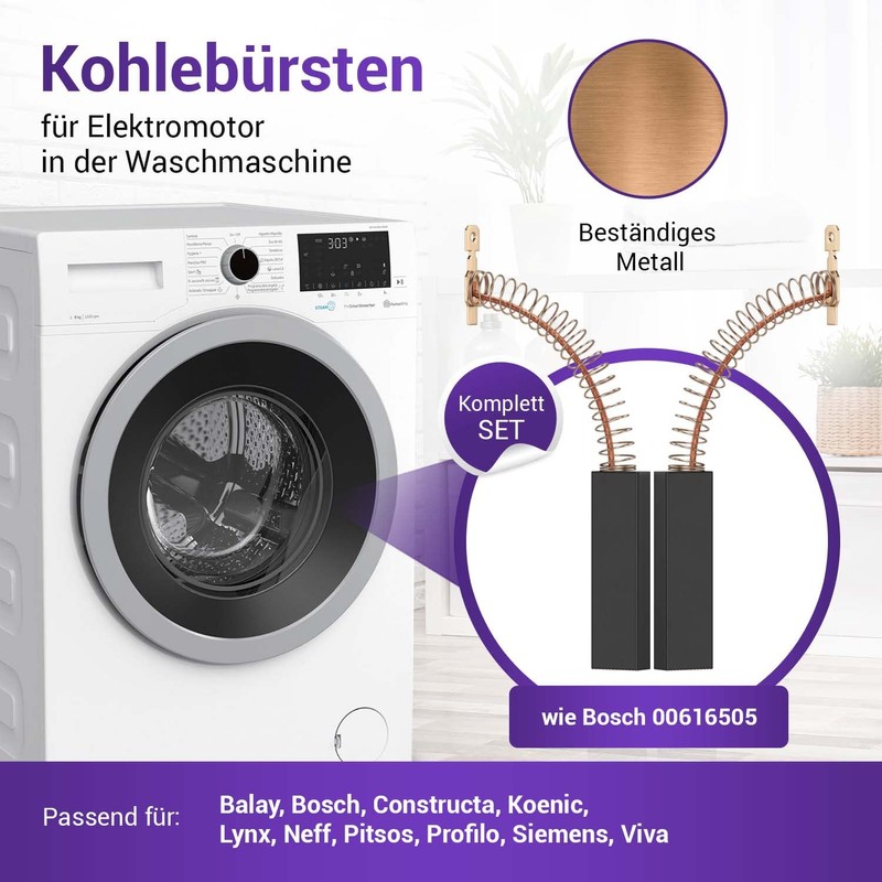 Vioks.pro 2 x Carbon Brushes Washing Machine 4.8 mm AMP