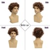 Mens Wig Short Brown Curly Wigs Short Natural Looking Synthetic