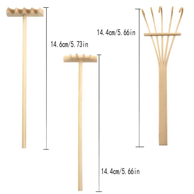 Caishun 3PCS Mini Zen Garden Rake Bamboo Sand Rake Tools