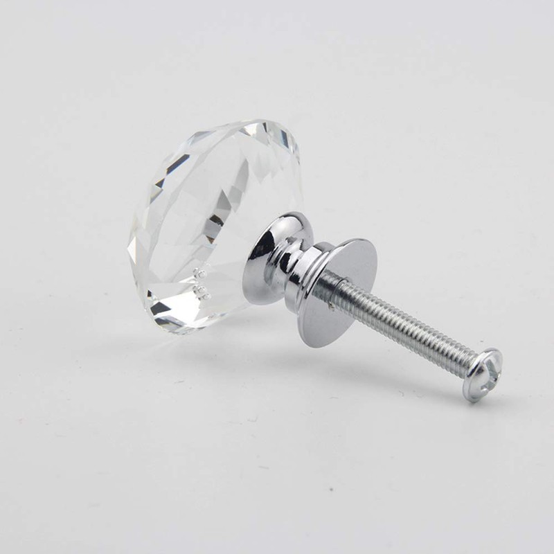 MDPLY 5 Pack Crystal Glass Cabinet Knobs-30mm Diamond Shape Pulls