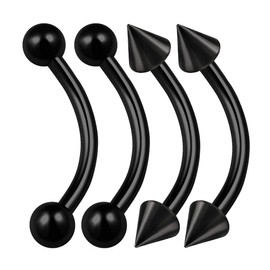 KJM Fashion Daith Anodised Curved Barbell Earrings 1.2 mm 16 g Pack of 4, Stainless Steel