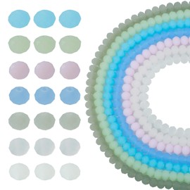 Beadthoven 7 Strands Imitation Jade Glass Beads Strands Frosted Round Glass Beads Faceted Loose Spacer Beads 8MM Solid Color Glass Beads Bulk for DIY Bracelet Jewelry Making