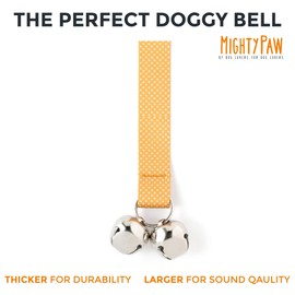 Mighty Paw Dog Doorbells - Tinkle Bell 2.0 - Potty Training Aid - Housetraining Tool for Dogs - Puppy Potty Training - Doggy Doorbell Potty Training - Hanging Bells - (Mustard Yellow - Polka Dots)