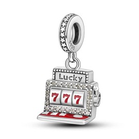 Lucky Slot Machine Dangle Charm For Bracelet, Sterling Silver Charm, Mothers Day's Gift Charm