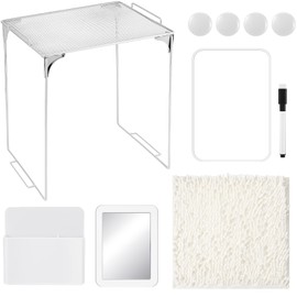 Wenqik 10 Pcs Locker Organizer Kit Locker Accessories Include Shelf Storage Box Whiteboard Mirror Magnetic Dry Erase Marker Magnets Rug Back to School Essentials(White)