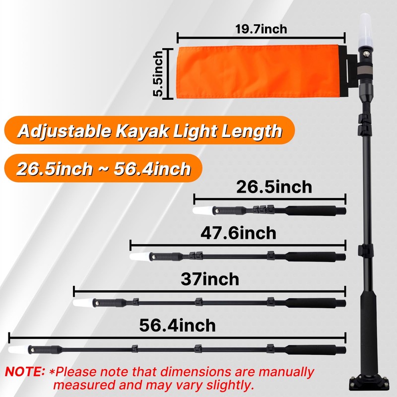 Viswiker 360 Degree Kayak LED Lights with Retractable Pole and