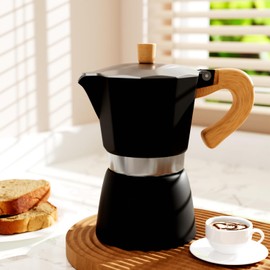 ShanSon Moka Pot Stovetop Espresso Maker 6 Cup 10 oz Italian Coffee Maker Manual Cuban Coffee Percolator Machine Italian Espresso Greca Coffee Maker for Cappuccino or Latte,Black