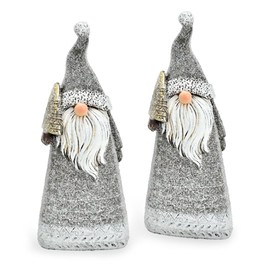 Child figure Winter Elf Boy with Parker 14 cm Ceramic Grey Blue Winter Hat Textile Decorative Figurine Christmas Winter