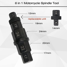 ReluxGo Motorcycles Hex Axle Tool Steady Hex Bit Socket Set Black Spindle Socket Adapter Tool 12mm,14mm,17mm,19mm,22mm,24mm with Gloves, 6 in 1 (6 in 1)