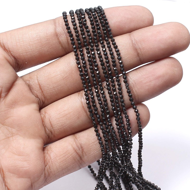 A&M GEMS & JEWELS Natural Black Spinal Gemstone, Minimlaist Beaded