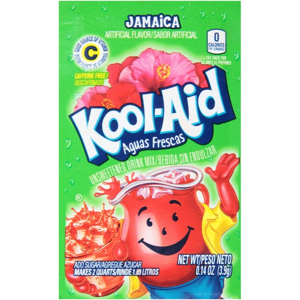 Kool-Aid Aguas Frescas Jamaica Unsweetened Soft Drink Mix, 0.14-Ounce Envelope (Pack of 96)