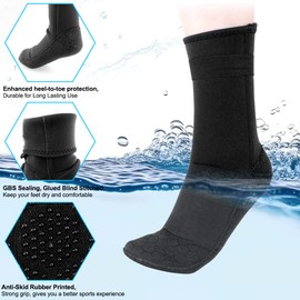 JOYJ 3 mm Neoprene Socks, Men's Women's Sports Diving Socks/Swimming Socks/Thermal Socks, Waterproof and Non-Slip, for Diving, Snorkelling, Swimming, Surfing, Sailing, All Water Sports, black