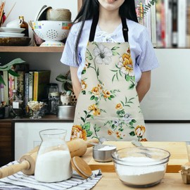 Gvlrbut Cooking Aprons for Women with Pockets, Cute Kitchen Floral Apron for Chef Baking Gardening, Funny Women Gifts for Birthday Mothers Day Mom Wife