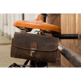 Gusti Wolfgang L Leather Saddle Bag Handlebar Bag Bicycle Bag Tool Bag Storage Bag Replacement Tyre Bag Leather Vintage Brown