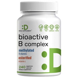 Bioactive Vitamin B Complex for Men & Women, 240 Veggie Capsules - Methylated B Complex & Esterified Vitamin C – High Potency & Easy Absorption – Immune, Energy & Metabolism Supplement – Non-GMO