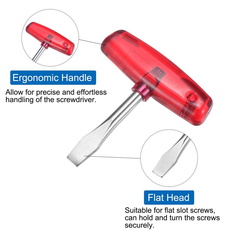 sourcing map T Handle Flat Head Screwdriver 10mm Easy to