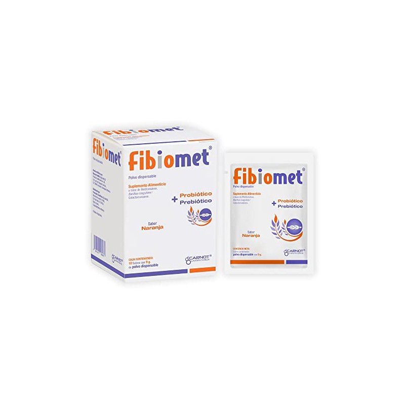 CARNOT Fibiomet Probiótico y Prebiótico Sabor Naranja 10 sobres 9g