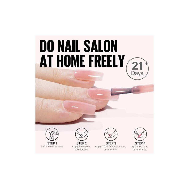TOMICCA UV Nagellack Hellrosa, 8ml Gel Nagellack, UV LED Soak