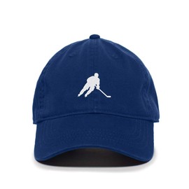 Tech Design Hockey Player Baseball Cap Embroidered Cotton Adjustable Dad Hat Royal Blue