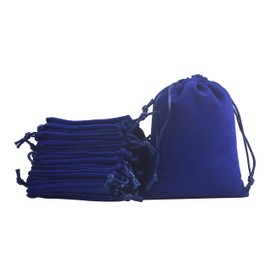 KONMAY Pack of 20 Royal Blue Soft Velvet Jewellery Bags with Drawstring, 10 x 12 cm Velvet Bag Wedding Party Gift Bags