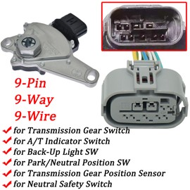 9 Wires 9 Pin Automotive Transmission Gearbox Gear Switch Gear Position Sensor Wiring Harness Connector Pigtail Plug For Toyota Corolla Camry Matrix Reiz RAV4 Lexus 90980-12362 4F5908-0000 84540-46010