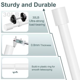 HEI! DEAR White Curtain Rods for Windows 48 to 84 Inch(4-7ft),1 Inch Adjustable Curtain Rod,Heavy Duty Curtain Rods,Telescoping Single Window Curtain Rod,Cylinder Finials Drapery Rods 36-88",White