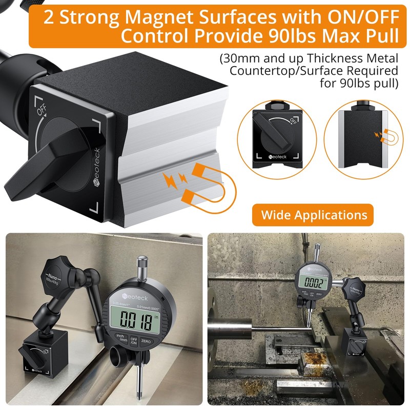 Neoteck 1"/25.4mm (0.0005"/0.01mm) Digital Indicator Set Dial Indicator and Magnetic