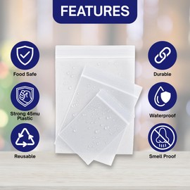 Somwell - 100 Grip Seal Bags, 6 x 9" Clear Resealable Plastic Bags, Reusable Strong Zip Lock, Polythene Packaging for Jewellery & Storage (6" x 9")