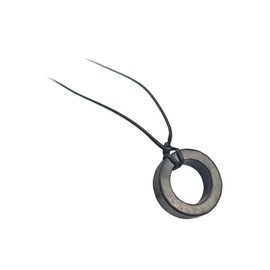 LWQCHW Shungite Negative Energy Protection Pendant – Round Healing Stone Necklace with Adjustable Cord, Natural Energy Balancer for Wellness and Calm (27 * 8mm)