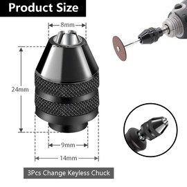 SeonFook 3Pcs Quick Change Keyless Chuck Compatible with Dremel 4486 Rotary Tools 3000 4000 7700 8200 for accessory rotary bits with 1/32-inch(0.8mm) to 1/8-inch(3.2mm) shanks