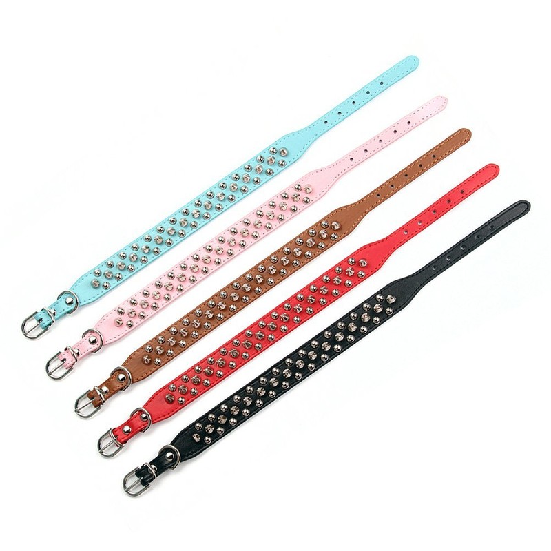 Aolove Mushrooms Spiked Rivet Studded Adjustable Pu Leather Pet Collars