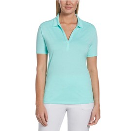 Callaway Women's Broken Stripe Golf Polo, Sun Protection, Moisture-Wicking, Lightweight, Athletic Collared Shirts for Women, Aruba Blue, Large