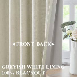 Vision Home Ivory Beige Pinch Pleated Full Blackout Curtains Velvet Chenille Room Darkening Window Curtains 84 inch for Living Room Bedroom Thermal Insulated Pinch Pleat Drapes with Hooks 36"Wx84"Lx2