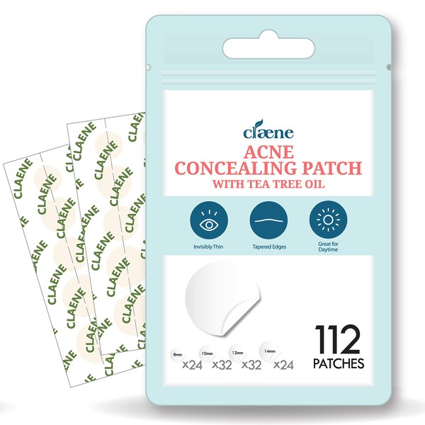 CLAENE Acne Patch Pimple Patch - Invisible | Cruelty-Free | Hydrocolloid | Blemish Spot | Skin Treatment | Facial Stickers | Pimple Patches For Face | Acne Spot Dots | Pimple Treatment For Face, 4 Sizes (112 Count)