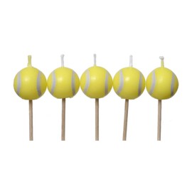 Tennis Ball Birthday Candles (5-pack, Spherical Tennis Ball Birthday Candles on Picks) Tennis Party Collection by Havercamp