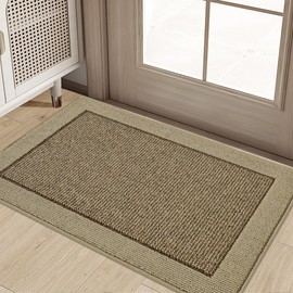BEQHAUSE Indoor Door Mat 20" x 32", Dirt Trapper Door Mats Non-Slip Entryway Rugs Washable, Resist Dirt Absorbent Welcome Mat, Low Profile Floor Mats for Front Back Door and Entryway, Taupe