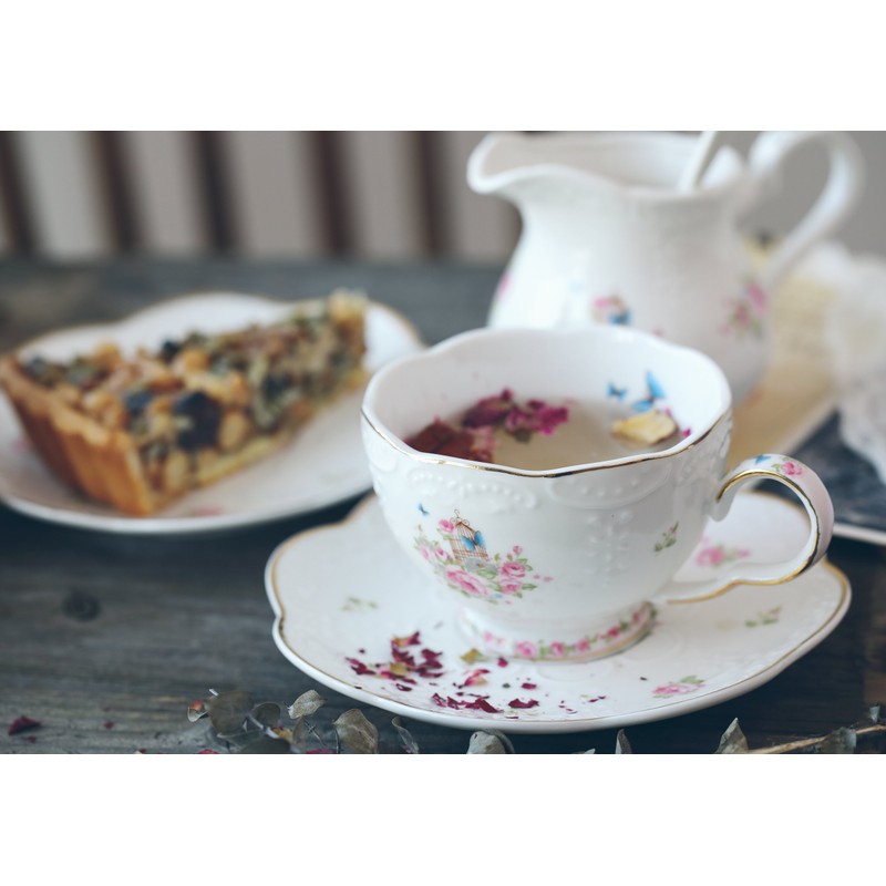 Jusalpha® Vintage Porcelain Flower Series Tea Sets, Tea Cup Saucer