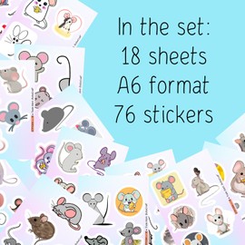 BulbaCraft Mouse Stickers for Water Bottle and Laptop - Mouse Party Supplies & Decorations, Waterproof Vinyl Decals, Cute Animal and Rodent Stickers, Gifts for Women & Men