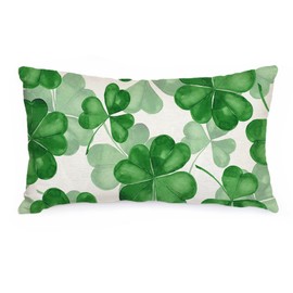 AACORS St Patricks Day Pillow Cover 12X20 Inch Shamrock Clovers Decor Farmhouse Holiday Spring Pillow Case Decorations for Home Sofa Couch (Green) AA360-12