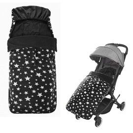 Baby Stroller Footmuff, Cute Stars Print Footmuff Winter Cosy Thick Polar Fleece Toes Footmuff with Pocket Newborn Universal Windproof Warm Pushchair Pram Footmuff for Baby 0-3 Years Old