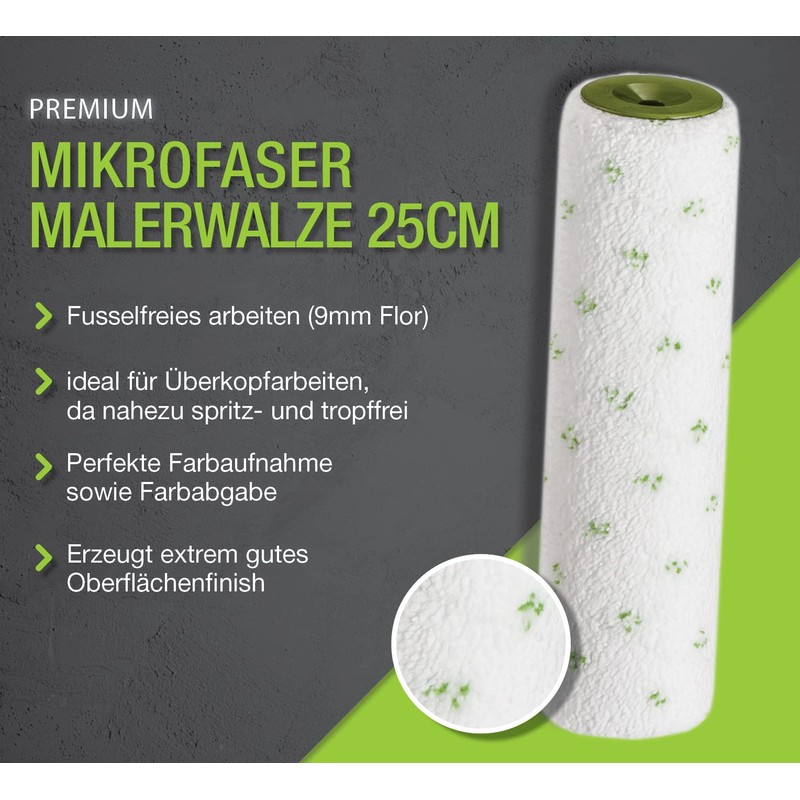 Colorus Microfibre Paint Roller 25 cm with 9 mm Pile