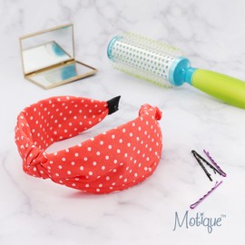 Polka Dot Knotted Headbands for Women (Coral)