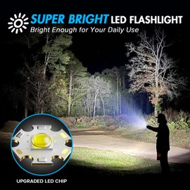 WdtPro LED Flashlight High Lumens SR2000 Pro, 2 Pack Brighter Tactical Flashlights with 5 Modes & Zoomable, Powerful Mini Flash Light for Emergency, Camping, Hiking (Black)
