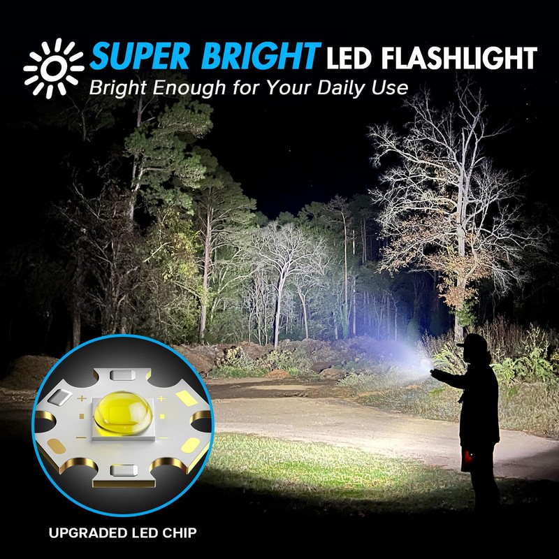 WdtPro LED Flashlight High Lumens SR2000 Pro, 2 Pack Brighter